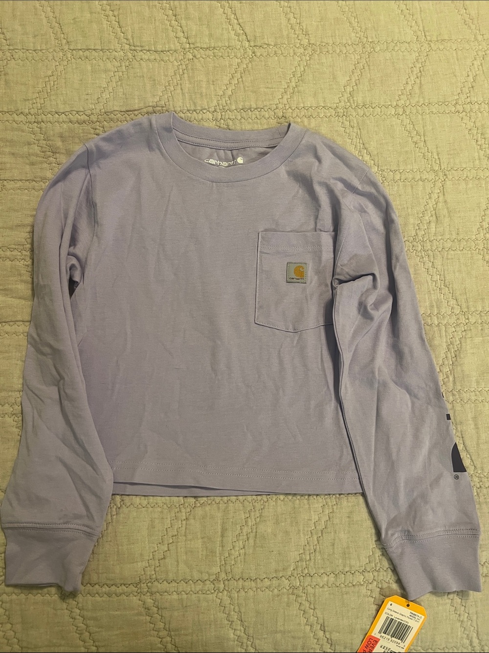Girls size 6 Carhartt Lavender Long Sleeve Pocket Tee